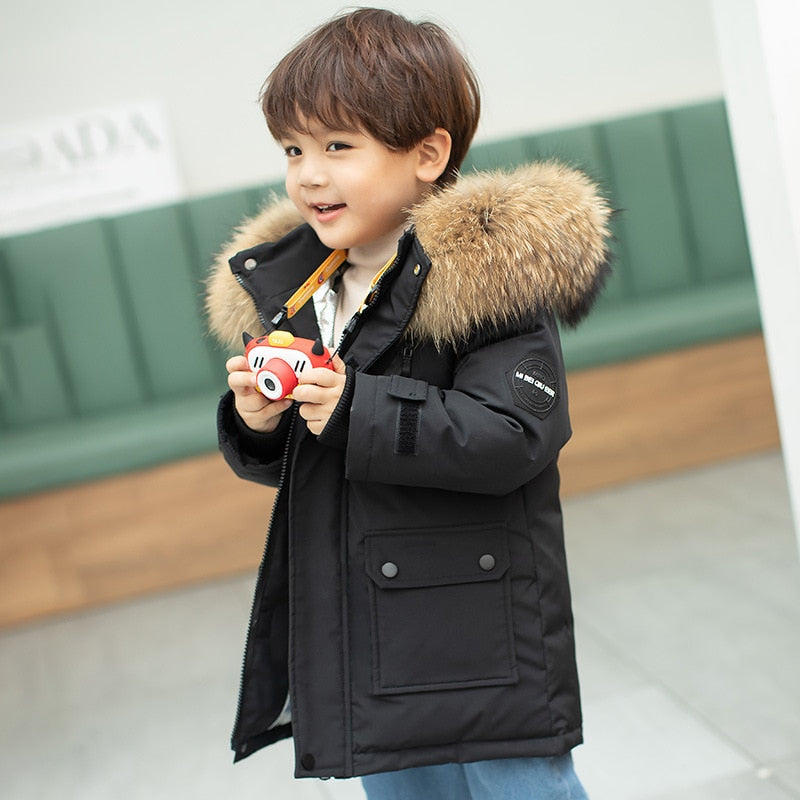 Winter White duck down Jacket Boys Parka Thick Warm Baby Outerwear Coat