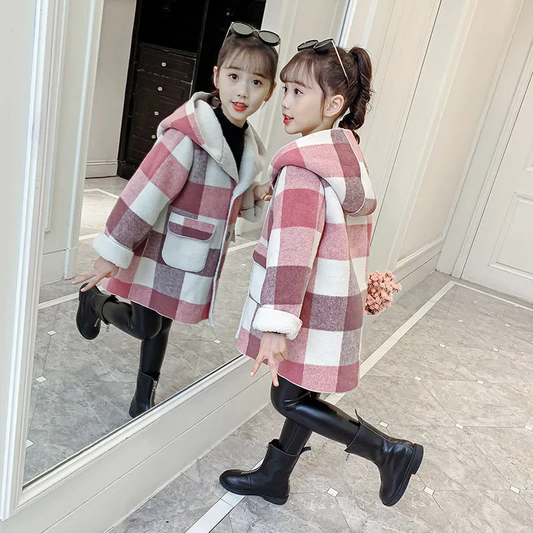 Fashion Girls clothing Jackets Autumn Winter parka Clothes Medium Long coat