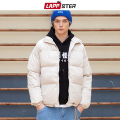 Warm Bubble Coat Winter Jacket Streetwear Solid Black Parkas Man Korean Fashion Puffer Jackets Coats