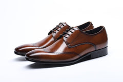 Genuine Handmade Leather Men Derby Shoes Thick Sole Mens Formal Casual Italian Classic Vintage Footwear
