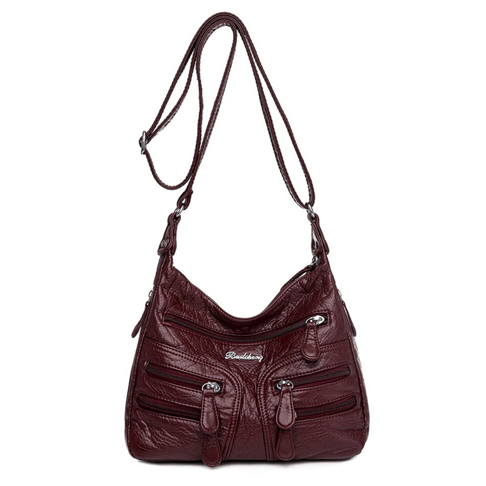 High Quality Women's Soft Leather Shoulder Bags Multi-Layer Casual