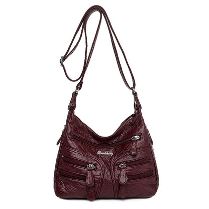 High Quality Women's Soft Leather Shoulder Bags Multi-Layer Casual