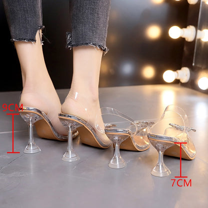 Transparent Sandals Women Women Elegant Sky High Heels Bling Crystal Shoes