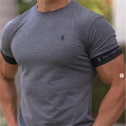 T-shirt Men Short sleeve T-shirt Casual Slim t shirt Male Fitness Bodybuilding