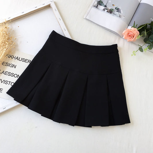 Vintage Gray Pleated Skirt Women Kawaii High Waist Mini Skirts Korean