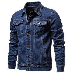 Men Light Blue Denim Jackets Slim Casual Denim Coats Male High Quality