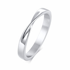 Thin 3mm Womem's Mobius Ring Charm Stainless Steel Twist Mobius Wedding