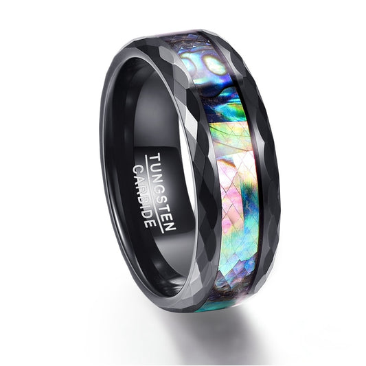 Tungsten Carbide Multi-Faceted Polishing Promise Band Men Rings Multi-size