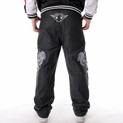 Straight Baggy Jeans Loose Hip Hop Jeans Men Printed Hip-hop