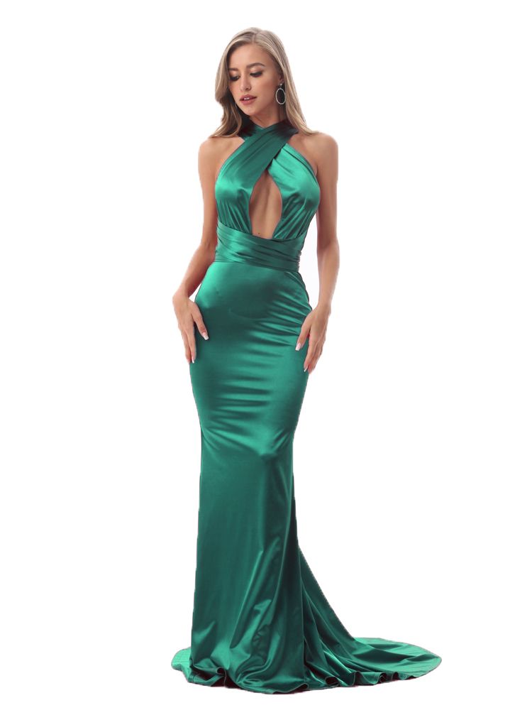 Evening wear Dresses: Wedding Party Straps Evening Maxi Mermaid Gown Prom Court