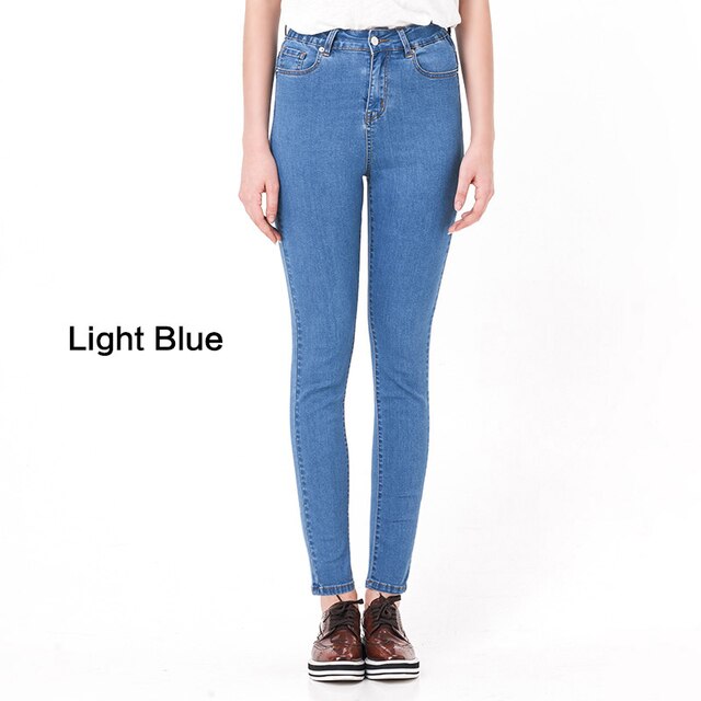 Women Jeans Casual High Waist Summer Autumn Pant Slim Stretch Cotton Denim Trousers For Woman Blue Black  100kg