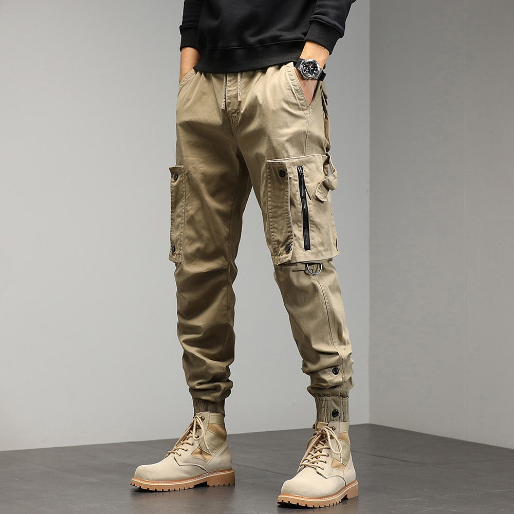 Single Road Mens Cargo Pants Men Techwear Baggy Button Hip Hop