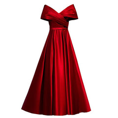 Prom Dresses Burgundy A-line Simple Satin Evening Party Dresses