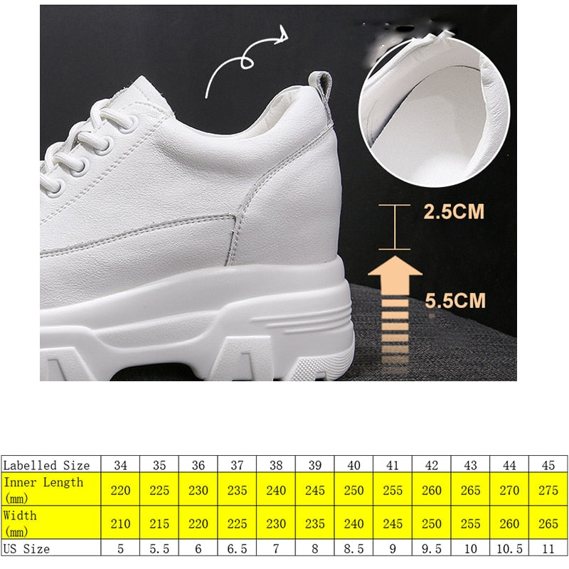 Fujin 8cm Leather Microfiber Women Casual Shoes Platform