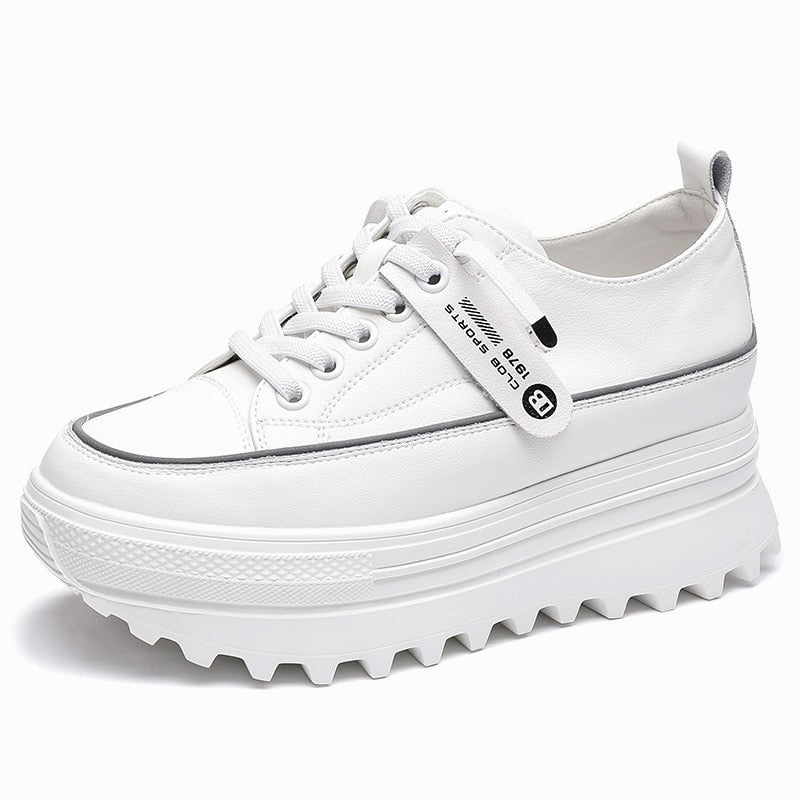 Fujin Dad Shoes Chunky Sneakers Wedge Heel Platform White Air Mesh Hollow Shoes