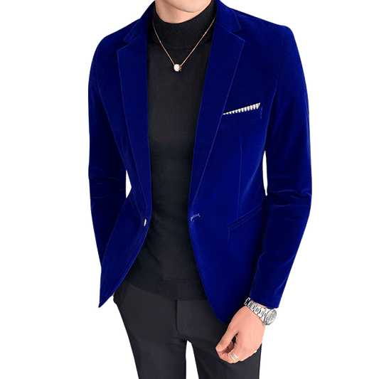 Blazer Fall Winter Velvet Slim Suit Jacket Fashion Men