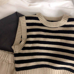 Children Striped Jacquard Vest Knitted Vest Baby Sweater