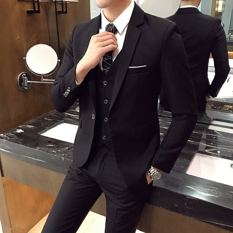Tuxedo for Mens: Blazers Pants Vest 3 Pieces Sets Fashion Men Casual Boutique Business