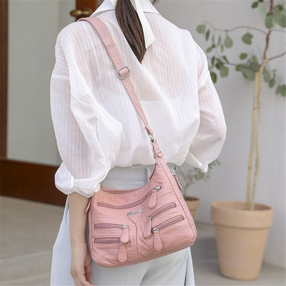 High Quality Women's Soft Leather Shoulder Bags Multi-Layer Casual