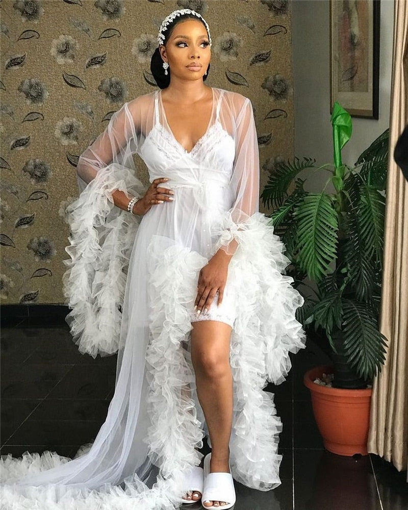 Homecoming Dresses: Women White Ivory Tulle Sleepwear Wedding Outfit Garment