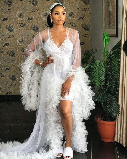 Homecoming Dresses: Women White Ivory Tulle Sleepwear Wedding Outfit Garment