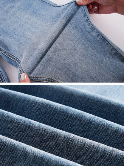 Jeans Women High Waist Streetwear Cotton Casual Denim Pants Trousers Straight